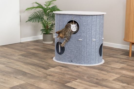 Εικόνα της Cave Mara, felt, 2 levels, oval, 66 × 62 × 46 cm, sand/grey