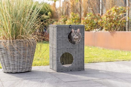 Εικόνα της Cave Amalia, 2 levels, polyrattan, rectangular, 37 × 57 × 35 cm, grey