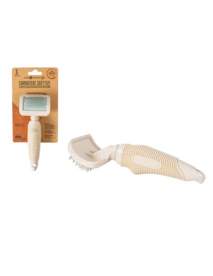 Picture of Soft slicker brush with arched shape and PVC tips Small 100% recycled plastic