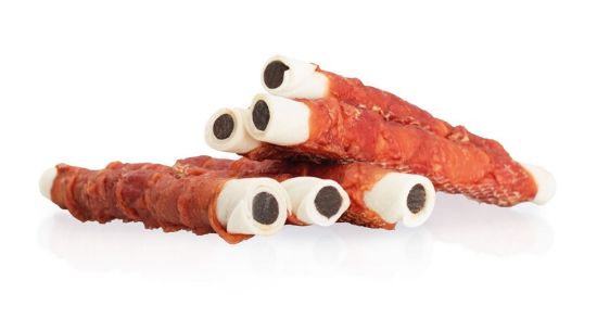 Εικόνα της KIDDOG BUFFET ROLLER duck breast on buffalo roll 12cm/35g, stuffed with chicken liver [50pcs]