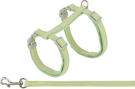 Picture of Cat harness with lead, velvet, 28–45 cm/10 mm, 1.20 m, green